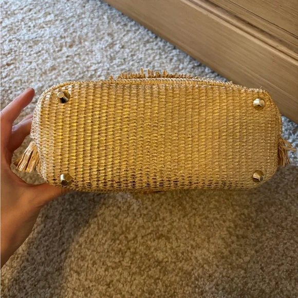 NWT Tommy Bahama Metallic Raffia Bamboo Top Handle Shoulder Bag Cult Gaia Ozzy - Picture 6 of 7